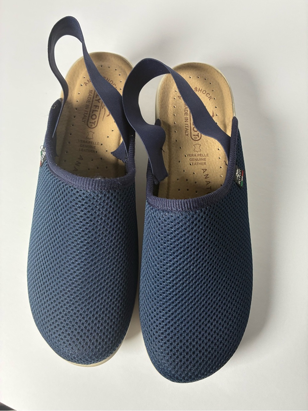 Navy Mesh Slingback Clog Shoes FLY FLOT Size 41